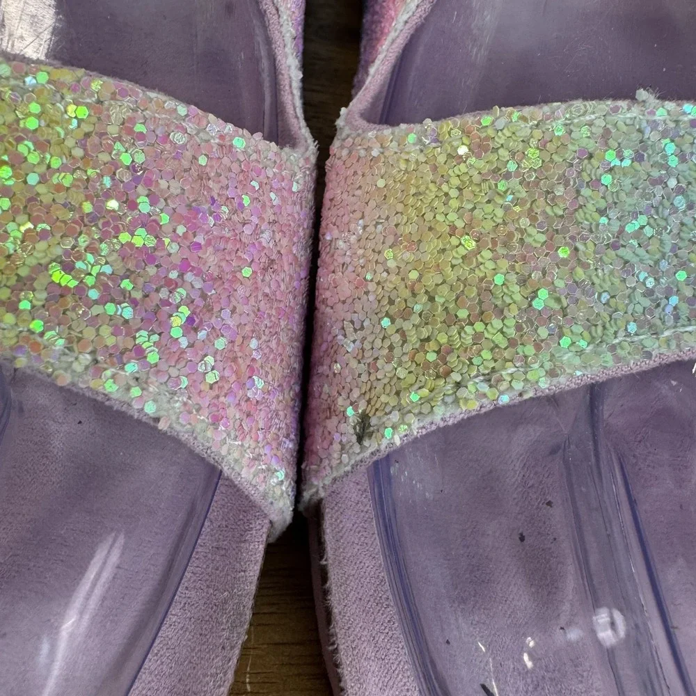 New Big Kids Harper Canyon‎ Delilah Rainbow Glitter Pink Slide Sandals Size 3 Y